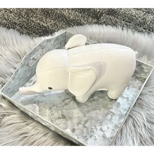 Zuny White Elephant Faux Leather Bookend Doorstop‎ Safari Global State Ltd 10.5”